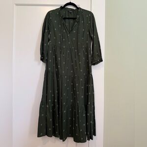 Madewell Dark Green Floral Dress